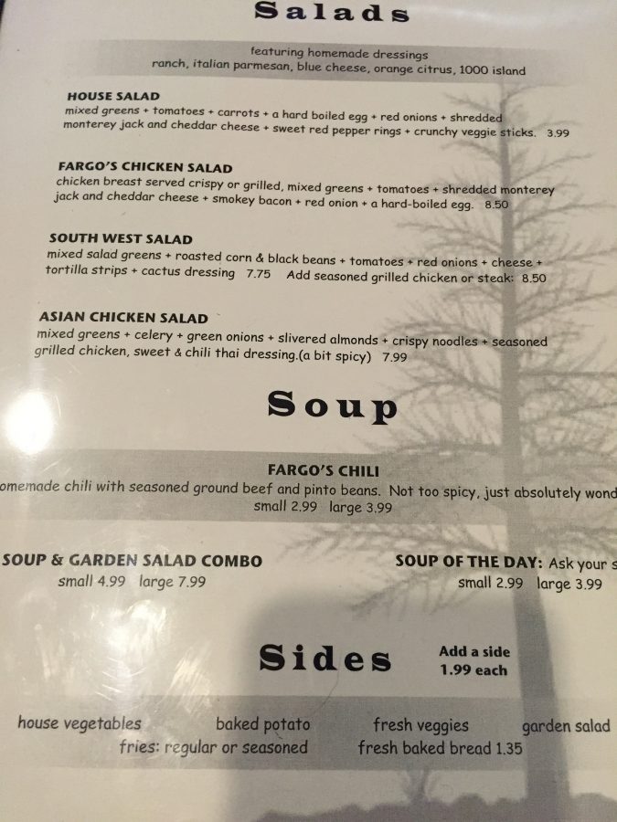 J Fargo Menu