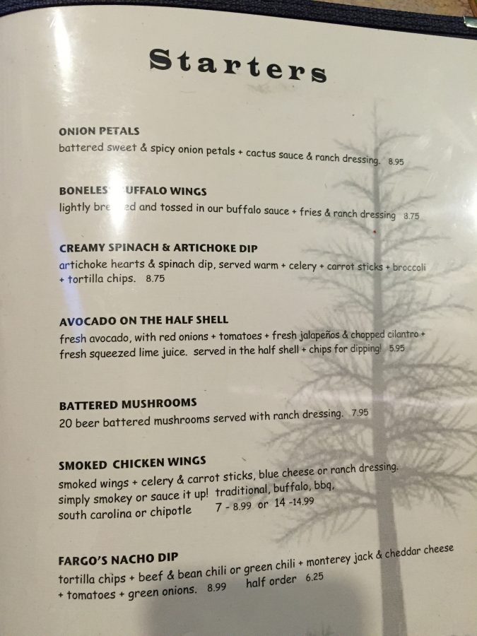 J Fargo Menu