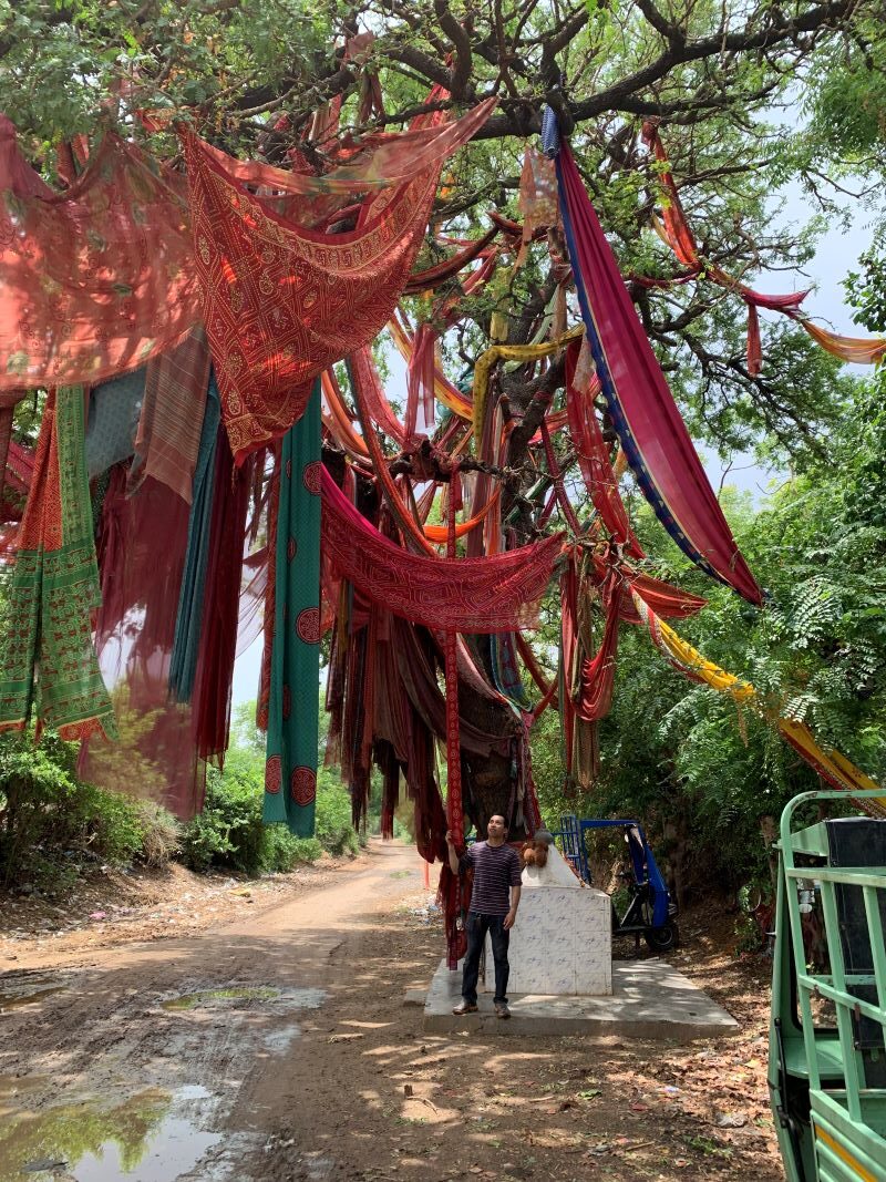 tying cloths to trees